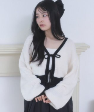 WEGO リボンカーディガン オフホワイト