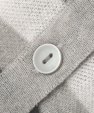 Green Parks 衿付き７分袖ニットプルオーバー Gray Mixture