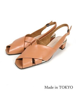 Dominic3 クロスベルト バックストラップ レザーサンダル キャメル