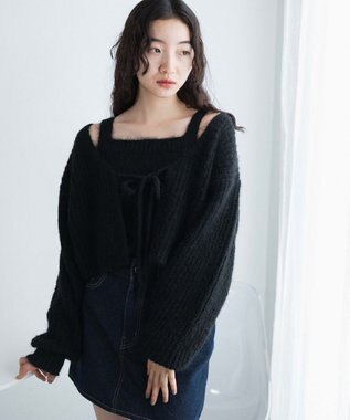 WEGO アンサンブルニットリボンカーデ