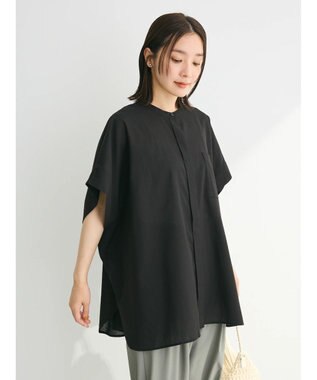 Green Parks 綿麻混ポンチョ風シャツ Black