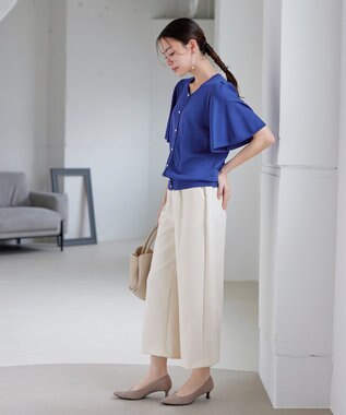 Tiaclasse L 【新色追加・洗える】センタープレスワイドパンツ アイボリー