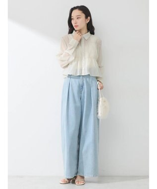 earth music&ecology シャーリングシャツ Gray Beige