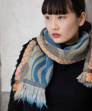 POLS 【ウール混】Breeze モヒカンウールストール ブルー