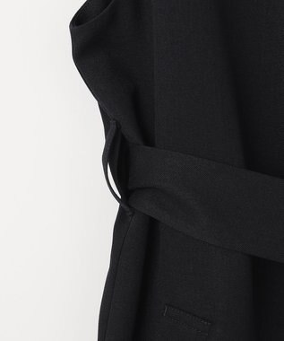 自由区 【接触冷感・速乾・UVカット・撥水・防シワ】リネンライクツイル ロングジレ ネイビー系