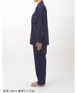 ワコール／睡眠科学 パジャマ 長袖 長ズボン 綿100%(本体) サテン生地 光沢感 なめらかな肌ざわり 上下セット 前開き YDX536 睡眠科学／ワコール コン