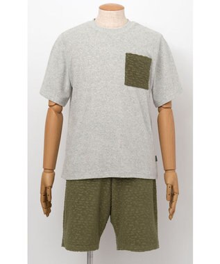 WACOAL MEN WEB限定　ルームウェア　半袖　ひざ上丈　綿混（本体）　前閉じ　/ブロス　GH3301 オリーブ