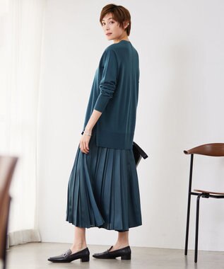 ICB 【洗える】レザーライクプリーツ スカート ダルブルー系