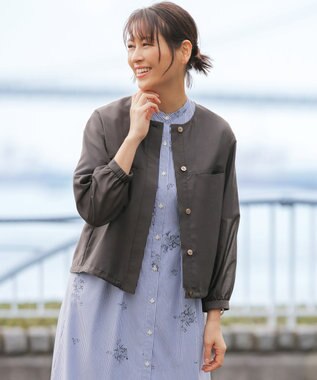 J.PRESS LADIES リネンシアースラブ ノーカラー ブルゾン
