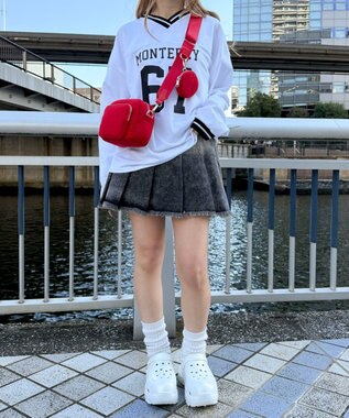 WEGO サークルポーチ付きスクエアショルダー レッド