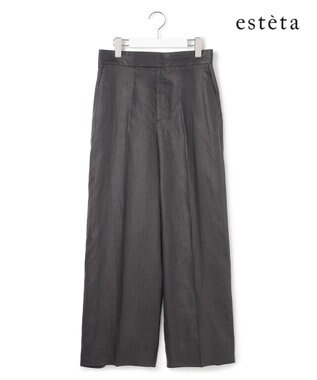 23区 【エステータ】チンツリネン ストレート ワイドパンツ グレー系