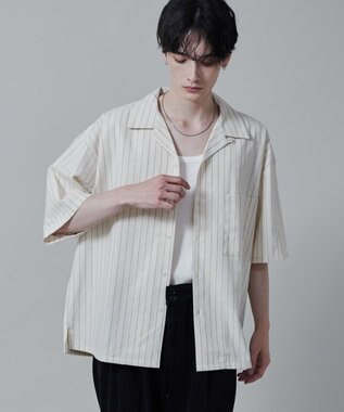 WEGO 【ユニセックス着用アイテム/手洗い可/SETUP可】リネンレーヨンオープンカラーシャツ（S） オフホワイト