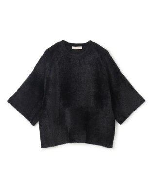 UNFILO L ナイロンシャギー  ハーフスリーブ プルオーバー ブラック