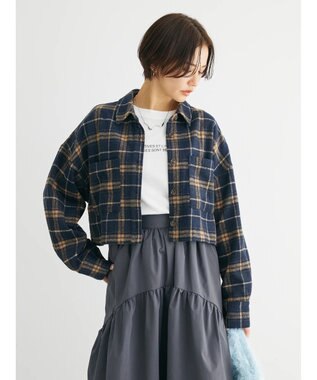 Green Parks ・ＥＬＥＮＣＡＲＥ　ＤＵＥ　シャギーチェックショートシャツ Navy