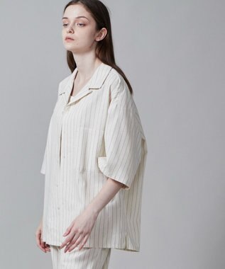 WEGO 【ユニセックス着用アイテム/手洗い可/SETUP可】リネンレーヨンオープンカラーシャツ（S） オフホワイト