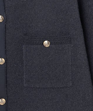 23区 S 【洗える】ミニブークレニット カーディガン ダルブルー系