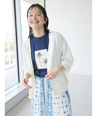 CRAFT STANDARD BOUTIQUE UVカット/接触冷感/マシンウォッシャブル/Vネックニットカーディガン Ivory