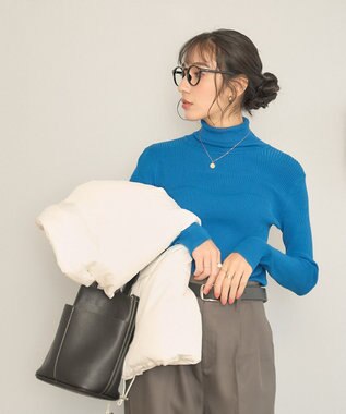 WEGO 【手洗い可】タートルネックニット ブルー