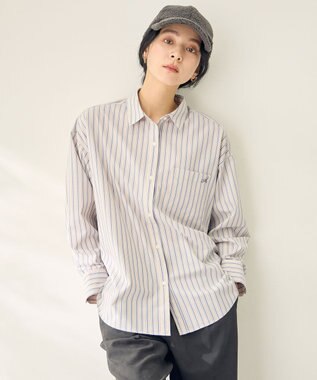 ANY オーバーサイズシャツ ベージュストライプ