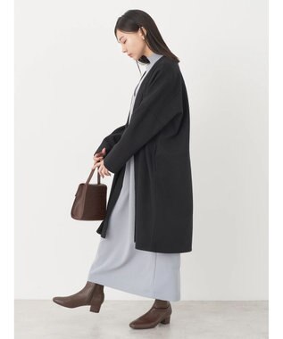 earth music&ecology 圧縮風ポンチコーディガン Black