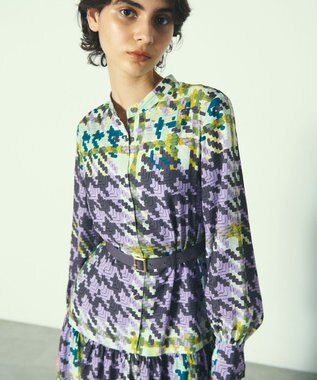 GRACE CONTINENTAL キカプリントティアードワンピース グリーン