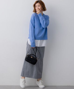 23区 L 【先行予約】スラブツイルストレッチ Iライン スカート ネイビー