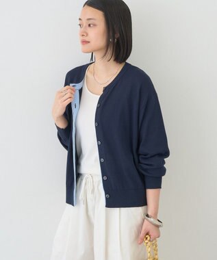 AMERICAN HOLIC 配色シアーカーディガン Navy