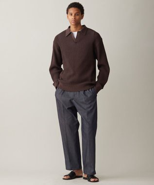 UNFILO MENS メッシュ ニットポロ [24年春夏商品] ブラウン