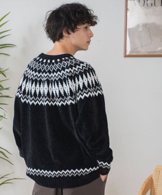 WEGO ベロアモール総柄ラグランプルオーバー 柄1