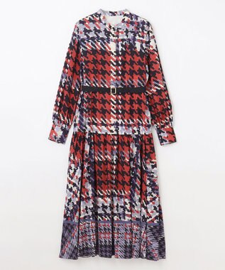 GRACE CONTINENTAL キカプリントティアードワンピース レッド