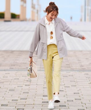 ANY SIS エアリーストレッチ テーパードパンツ ライトイエロー