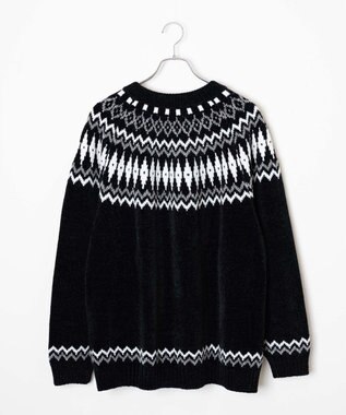 WEGO ベロアモール総柄ラグランプルオーバー 柄1