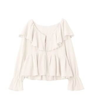 earth music&ecology 【予約】ラッフルカラーカットブラウス アイボリー