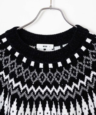 WEGO ベロアモール総柄ラグランプルオーバー 柄1