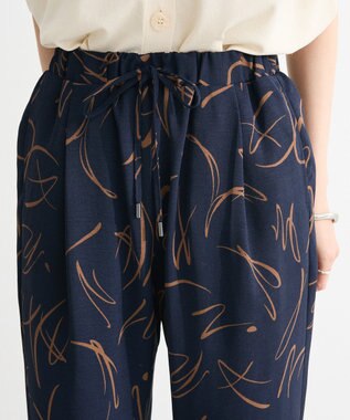 Green Parks 柄イージーパンツⅡ（テーパード） Navy