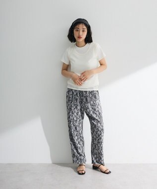 Green Parks 柄イージーパンツⅡ（テーパード） Navy