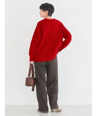 AMERICAN HOLIC パッチワークケーブルニットチュニック Red