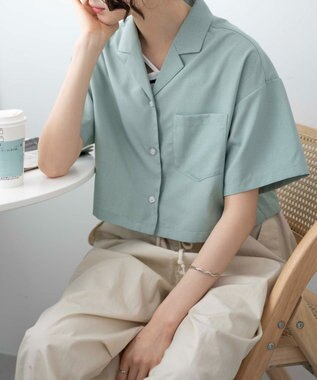 WEGO オープンカラーショートシャツ グリーン