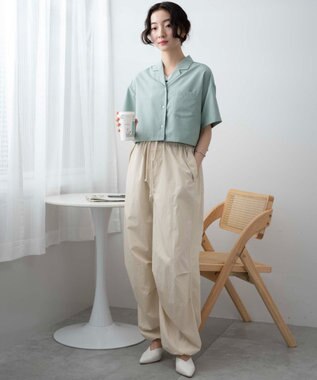 WEGO オープンカラーショートシャツ グリーン