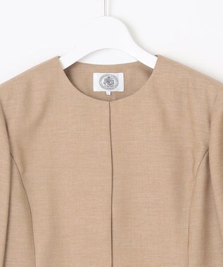 J.PRESS LADIES L 【洗える】FLAXASAオックス ノーカラー ジャケット ベージュ系