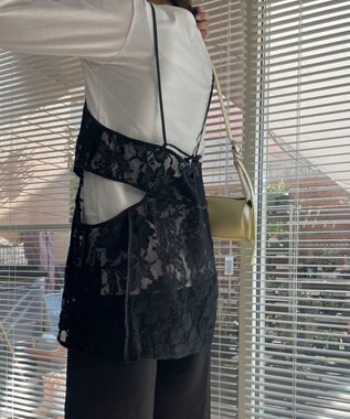 Green Parks AnriettMusee シャーリングスリーブＴシャツ＋レースキャミソールＳＥＴ Black