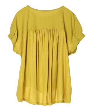 earth music&ecology ドロストギャザードッキングＴシャツ Yellow