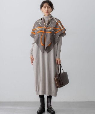 23区 S 【洗える】カシミヤブレンド タートルネック ニットワンピース ベージュ系