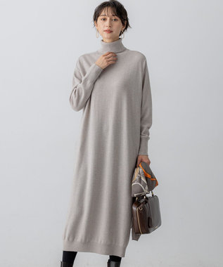 23区 【洗える】カシミヤブレンド タートルネック ニットワンピース