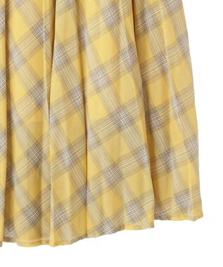 AMERICAN HOLIC 【選べる丈】チェックシアープリーツスカート Yellow