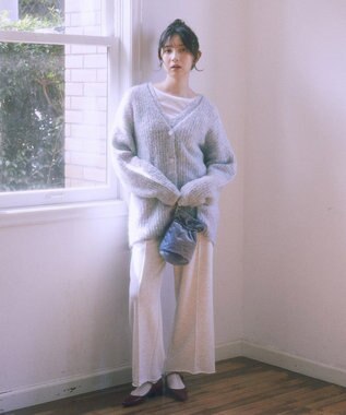 earth music&ecology 【ベルト付き】ＭＩＸカラーブークレカーディガン Light Blue