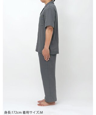 ワコール／睡眠科学 メンズ パジャマ 5分袖 半袖 9分丈 綿100%(天綿)(本体) 二重ガーゼ YGT145 睡眠科学／ワコール グレー
