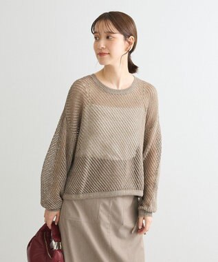 Green Parks ラメメッシュニットプルオーバー Gray