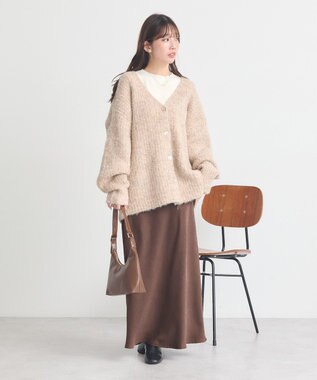 earth music&ecology 【ベルト付き】ＭＩＸカラーブークレカーディガン Light Blue