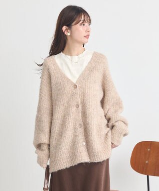 earth music&ecology 【ベルト付き】ＭＩＸカラーブークレカーディガン Light Blue